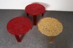 Set of Three Red and Gold Acrylic "T" Tables by Patricia Urquiola for Kartell - Image 9