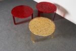 Set of Three Red and Gold Acrylic "T" Tables by Patricia Urquiola for Kartell - Image 8