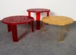 Set of Three Red and Gold Acrylic "T" Tables by Patricia Urquiola for Kartell - Image 11