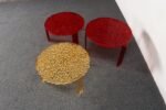 Set of Three Red and Gold Acrylic "T" Tables by Patricia Urquiola for Kartell - Image 10