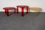 Set of Three Red and Gold Acrylic "T" Tables by Patricia Urquiola for Kartell - Image 6
