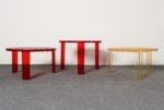 Set of Three Red and Gold Acrylic "T" Tables by Patricia Urquiola for Kartell - Image 2