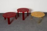 Set of Three Red and Gold Acrylic "T" Tables by Patricia Urquiola for Kartell - Image 7