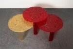 Set of Three Red and Gold Acrylic "T" Tables by Patricia Urquiola for Kartell - Image 3