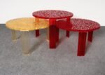 Set of Three Red and Gold Acrylic "T" Tables by Patricia Urquiola for Kartell - Image 4