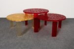 Set of Three Red and Gold Acrylic "T" Tables by Patricia Urquiola for Kartell - Image 5