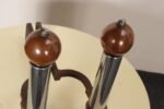 Pair of Art Deco Chrome and Copper Column Form Andirons - Image 9