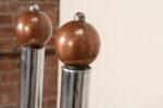 Pair of Art Deco Chrome and Copper Column Form Andirons - Image 13