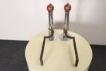 Pair of Art Deco Chrome and Copper Column Form Andirons - Image 6