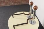 Pair of Art Deco Chrome and Copper Column Form Andirons - Image 8