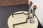 Pair of Art Deco Chrome and Copper Column Form Andirons - Image 8