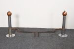 Pair of Art Deco Chrome and Copper Column Form Andirons - Image 5