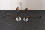 Pair of Art Deco Chrome and Copper Column Form Andirons - Image 4