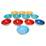 Set of Twelve Small Danish Modern Enamel and Brushed Aluminum Snack Bowls
