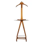 Sculptural Italian Modernist Beech and Brass Valet by Fratelli Reguitti