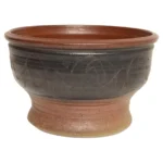 Large Vintage Maroon and Charcoal Sgraffito Ceramic Planter by Deanna Nichols