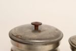 Set of Four Vintage Portuguese Metal and Teak Lidded Graduated Nesting Canisters / Jars by Tagus - Image 24
