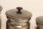 Set of Four Vintage Portuguese Metal and Teak Lidded Graduated Nesting Canisters / Jars by Tagus - Image 22