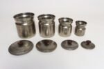Set of Four Vintage Portuguese Metal and Teak Lidded Graduated Nesting Canisters / Jars by Tagus - Image 4
