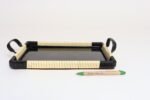 Art Deco Cream and Black Woven Rubber Vanity/Serving Tray with Glass Surface - Image 9