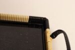 Art Deco Cream and Black Woven Rubber Vanity/Serving Tray with Glass Surface - Image 16