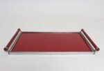 American Art Deco Chrome, Glass, Red Laminate and Painted Wood Tray - Image 6