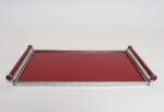 American Art Deco Chrome, Glass, Red Laminate and Painted Wood Tray - Image 6