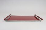 American Art Deco Chrome, Glass, Red Laminate and Painted Wood Tray - Image 5