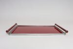 American Art Deco Chrome, Glass, Red Laminate and Painted Wood Tray - Image 5
