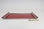 American Art Deco Chrome, Glass, Red Laminate and Painted Wood Tray - Image 13