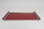 American Art Deco Chrome, Glass, Red Laminate and Painted Wood Tray - Image 10