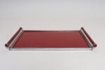 American Art Deco Chrome, Glass, Red Laminate and Painted Wood Tray - Image 10