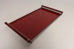 American Art Deco Chrome, Glass, Red Laminate and Painted Wood Tray - Image 4