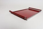 American Art Deco Chrome, Glass, Red Laminate and Painted Wood Tray - Image 3