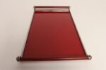 American Art Deco Chrome, Glass, Red Laminate and Painted Wood Tray - Image 9