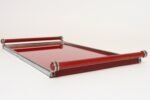 American Art Deco Chrome, Glass, Red Laminate and Painted Wood Tray - Image 11