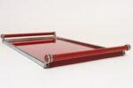 American Art Deco Chrome, Glass, Red Laminate and Painted Wood Tray - Image 11