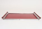 American Art Deco Chrome, Glass, Red Laminate and Painted Wood Tray - Image 7
