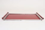 American Art Deco Chrome, Glass, Red Laminate and Painted Wood Tray - Image 7