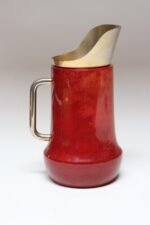 Italian Modernist Pitcher in Brass and Dyed Red Goatskin by Aldo Tura - Image 7