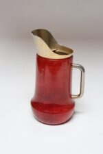 Italian Modernist Pitcher in Brass and Dyed Red Goatskin by Aldo Tura - Image 2