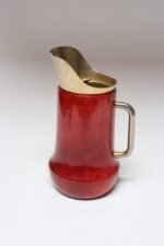 Italian Modernist Pitcher in Brass and Dyed Red Goatskin by Aldo Tura - Image 2