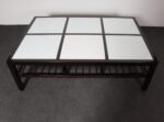 Vintage Ebonized Wood and Vitrolite Glass Coffee Table by Van Keppel and Green - Image 15