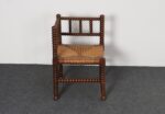 Diminutive Antique French 19th Century Bobbin Corner Chair with Rush Seat - Image 3