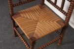 Diminutive Antique French 19th Century Bobbin Corner Chair with Rush Seat - Image 30