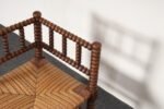 Diminutive Antique French 19th Century Bobbin Corner Chair with Rush Seat - Image 21