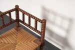 Diminutive Antique French 19th Century Bobbin Corner Chair with Rush Seat - Image 21