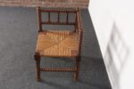 Diminutive Antique French 19th Century Bobbin Corner Chair with Rush Seat - Image 9