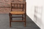 Diminutive Antique French 19th Century Bobbin Corner Chair with Rush Seat - Image 8