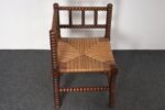 Diminutive Antique French 19th Century Bobbin Corner Chair with Rush Seat - Image 2